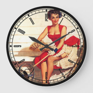 Pin-up-Girl-Wanduhr Große Wanduhr