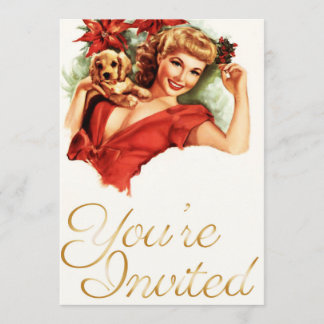 Pin-Up-Girl Weihnachtseinladung Einladung