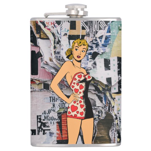 Pin-Up Herz Riot Flasche Flachmann (Vorderseite)