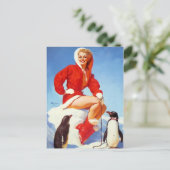 Pin-Up mit Pinguinen Postkarte (Stehend Vorderseite)