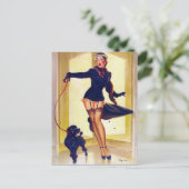 Pin-Up mit Pudel Postkarte (Stehend Vorderseite)