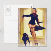 Pin-Up mit Pudel Postkarte (Vorne/Hinten)