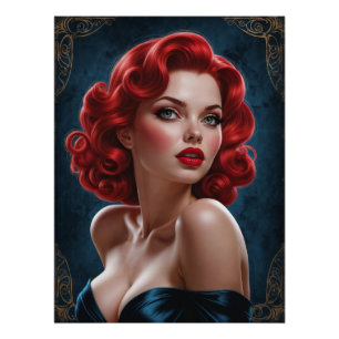 Pin-up Rotes Poster inspiriert von Art Deco
