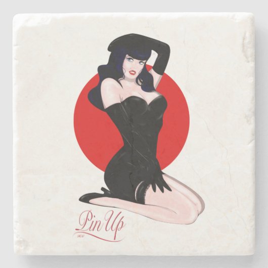 Pin-up Steinuntersetzer (Vorderseite)