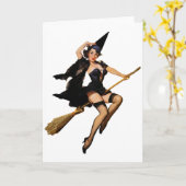 Pin-Up Witch Karte (Gelbe Blume)