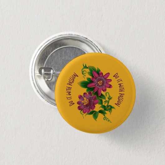 Pin Yellow Do It With Passion Button (Vorne & Hinten)