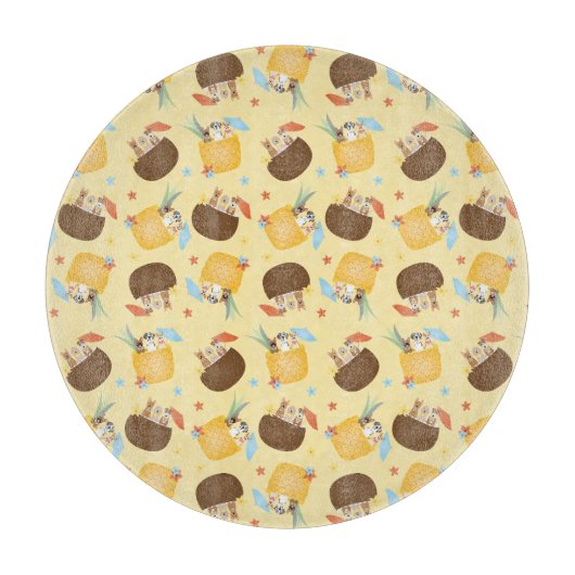 Pina Colada Ananas Coconut Hunde Muster Schneidebrett (Vorderseite)