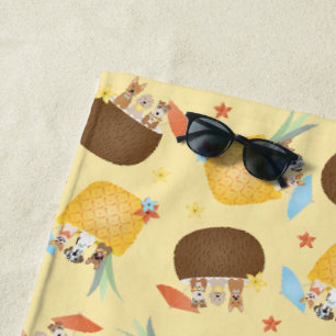 Pina Colada Ananas Coconut Hunde Muster Strandtuch