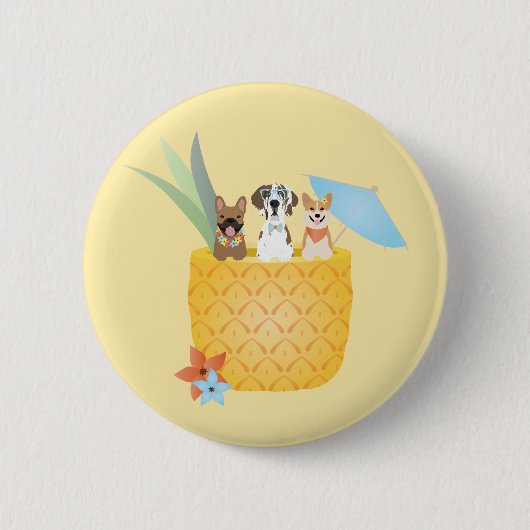 Pina Colada Ananas Hunde Button (Vorderseite)