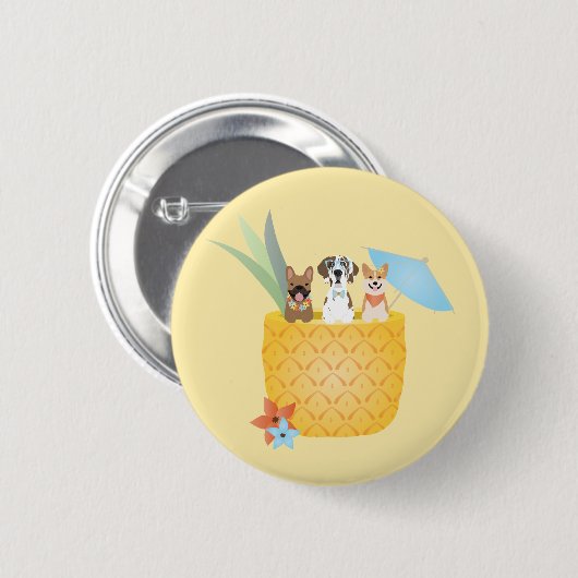 Pina Colada Ananas Hunde Button (Vorne & Hinten)