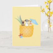 Pina Colada Ananas Hunde Karte (Gelbe Blume)