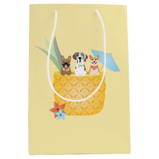Pina Colada Ananas Hunde Mittlere Geschenktüte (Vorderseite)