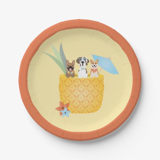 Pina Colada Ananas Hunde Pappteller (Vorderseite)