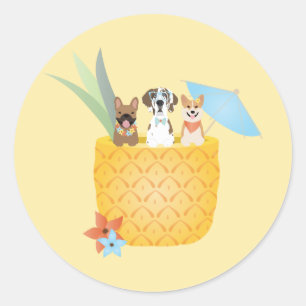 Pina Colada Ananas Hunde Runder Aufkleber