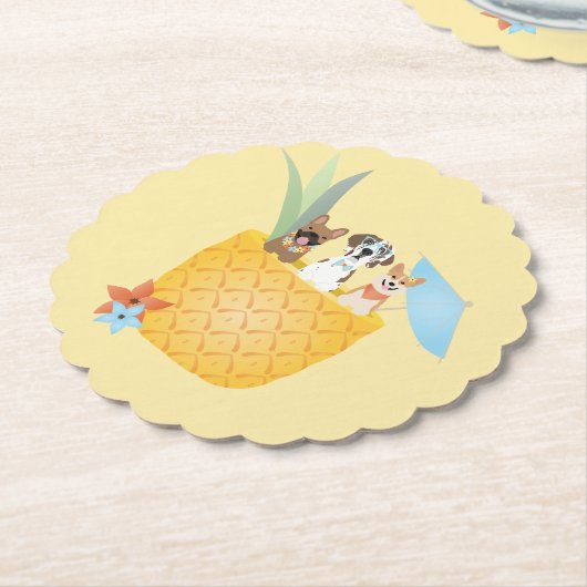 Pina Colada Ananas Hunde Untersetzer (angewinkelt)