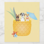 Pina Colada Ananas Hunde Weinetikett (Einzelnes Label)