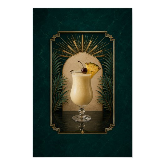 Piña Colada Art Deco Poster | Bar Kunst (Vorderseite)
