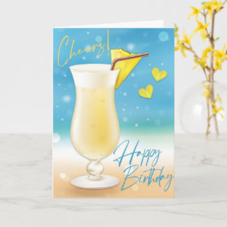 Pina Colada Cheers Happy Birthday Card Karte