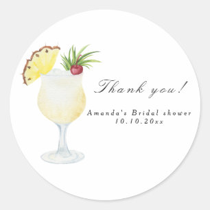 Pina Colada Cocktail Brautparty Runder Aufkleber