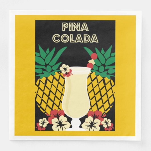 Piña Colada Cocktail Drink Serviette (Vorderseite)
