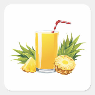Pina Colada Cocktail Quadratischer Aufkleber