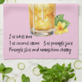Pina Colada Cocktail Rezept Geschirrtuch (Gefaltet)