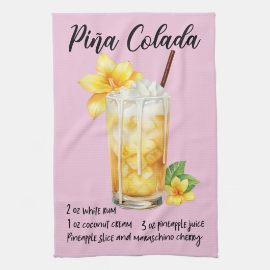 Pina Colada Cocktail Rezept Geschirrtuch (Vertikal)