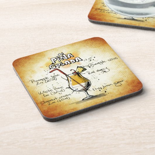 Pina Colada Cocktail-Rezept Getränkeuntersetzer (Linke Seite)