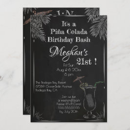 Piña Colada Cocktail Vintag Chalk 21. Geburtstag Einladung