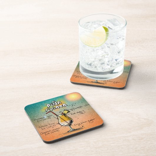 Pina Colada Drink Illustration Untersetzer (Rechte Seite)