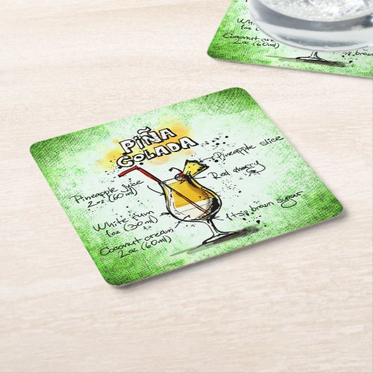 Pina Colada Drink Rezept Rechteckiger Pappuntersetzer (angewinkelt)
