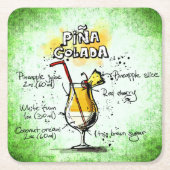 Pina Colada Drink Rezept Rechteckiger Pappuntersetzer (Vorderseite)
