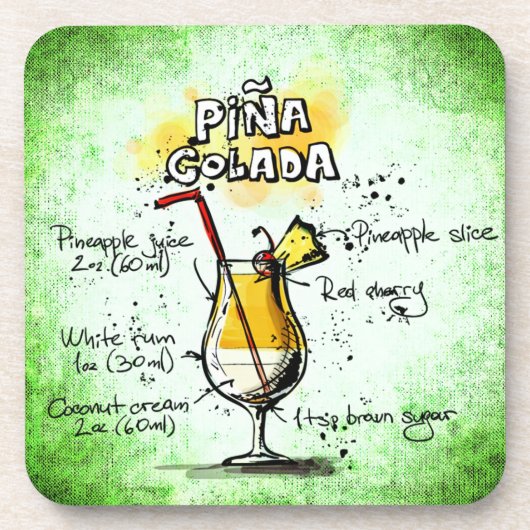 Pina Colada Drink Rezept Untersetzer (Vorderseite)