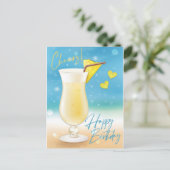 Pina Colada freut sich über die Geburtskarte Postkarte (Stehend Vorderseite)