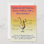 Pina Colada Geburtstagsparty Einladung (Vorderseite)