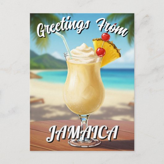 Pina Colada Jamaica Beach Travel Postkarte (Vorderseite)