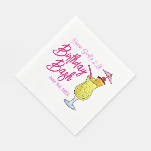 Piña Colada Puerto Rico Ananas Cocktail Party Serviette (Ecke)