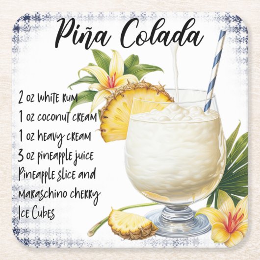 Pina Colada Rechteckiger Pappuntersetzer (Vorderseite)