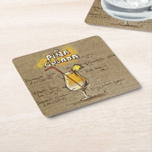Pina Colada Recipe Bar Burlap Rechteckiger Pappuntersetzer (angewinkelt)