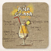 Pina Colada Recipe Bar Burlap Rechteckiger Pappuntersetzer (Vorderseite)