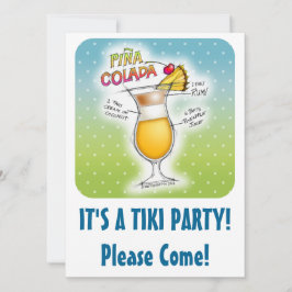 PINA COLADA RECIPE COCKTAIL ART EINLADUNG