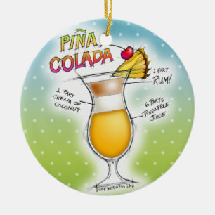 PINA COLADA RECIPE COCKTAIL ART KERAMIK ORNAMENT