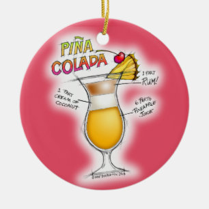 PINA COLADA RECIPE COCKTAIL ART KERAMIKORNAMENT