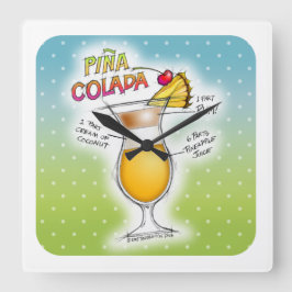 PINA COLADA RECIPE COCKTAIL ART QUADRATISCHE WANDUHR