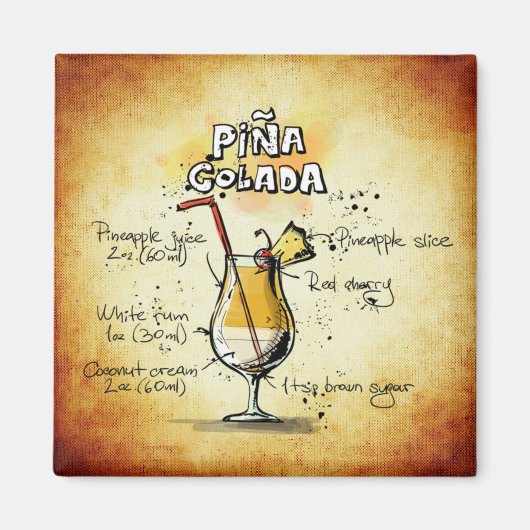 Pina Colada Recipe Gold Bar Magnet (Vorne)