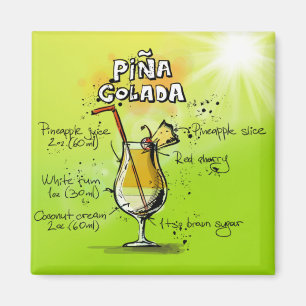 Pina Colada Rezept - Cocktail-Geschenk Magnet