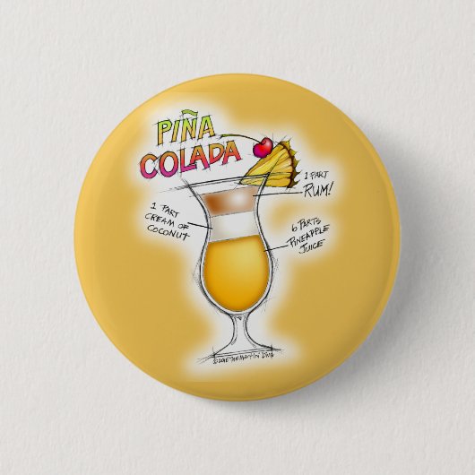 PINA COLADA REZEPT-COCKTAIL-KUNST BUTTON (Vorderseite)