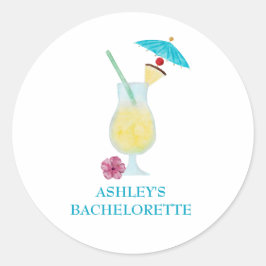 Piña Colada Tropical Wedding Brautparty Runder Aufkleber