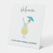 Piña Colada Tropical Wedding Brautparty Willkommen Sockelschild (Vorderseite)