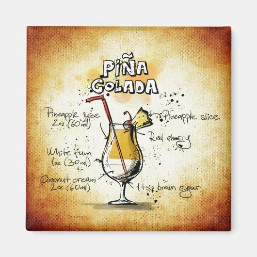 Pina Colada Tropisches Getränk Magnet (Vorne)